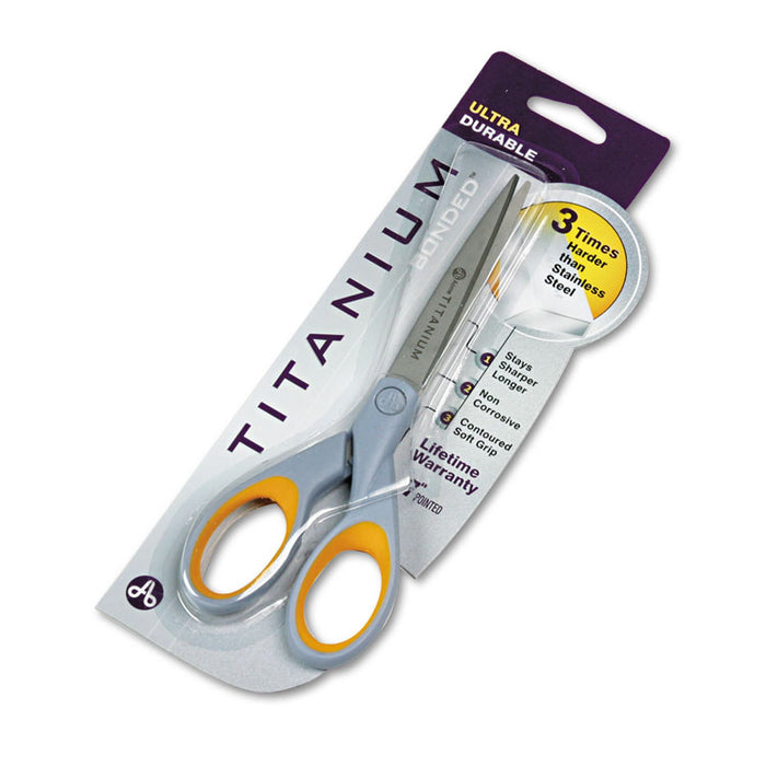 Titanium Bonded Scissors, 7" Long, 3" Cut Length, Gray/Yellow Straight Handle