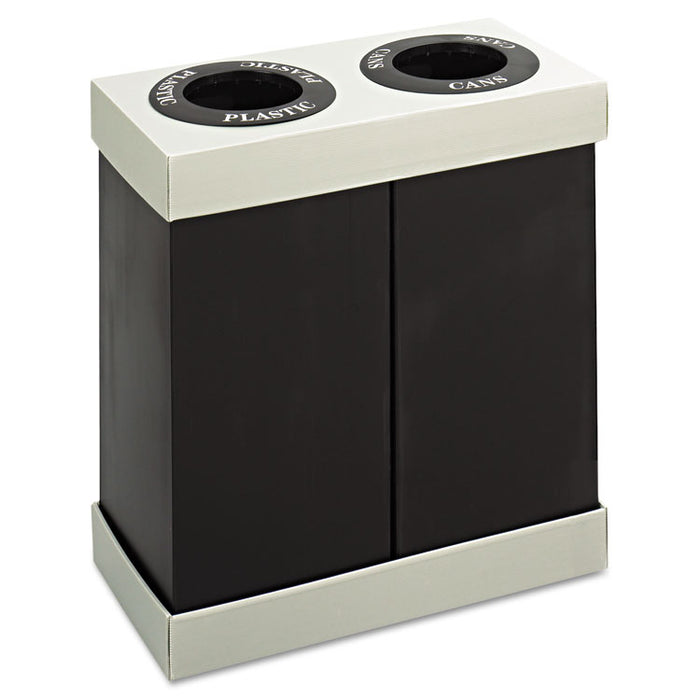 At-Your-Disposal Recycling Center, Polyethylene, Two 56 gal Bins, Black