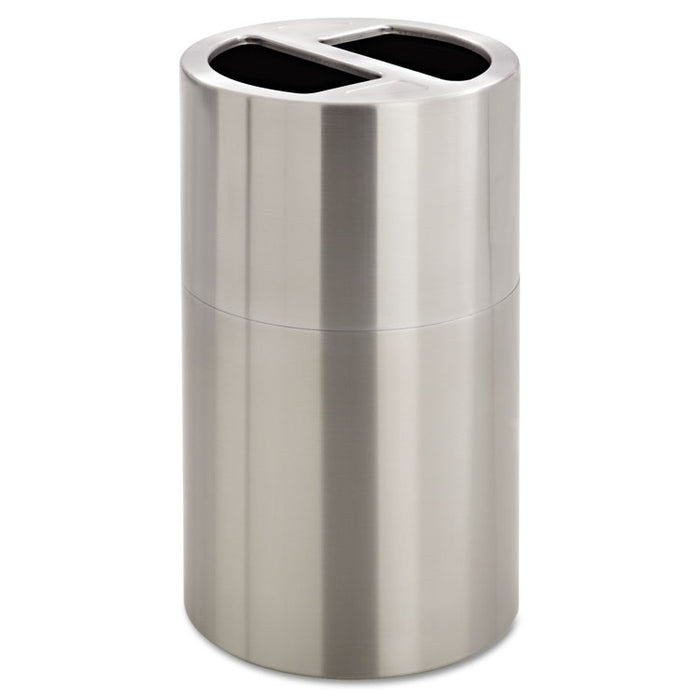 Dual Recycling Receptacle, 30 gal, Stainless Steel