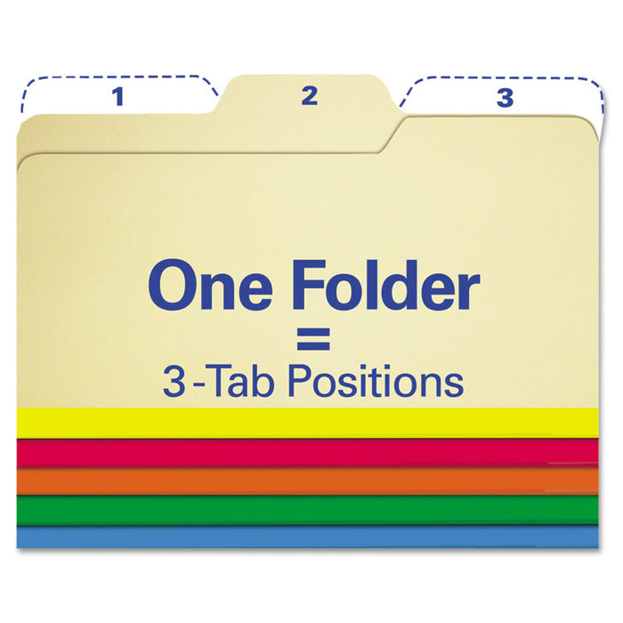 All Tab File Folders, 1/3-Cut Tabs, Letter Size, Assorted, 80/Pack