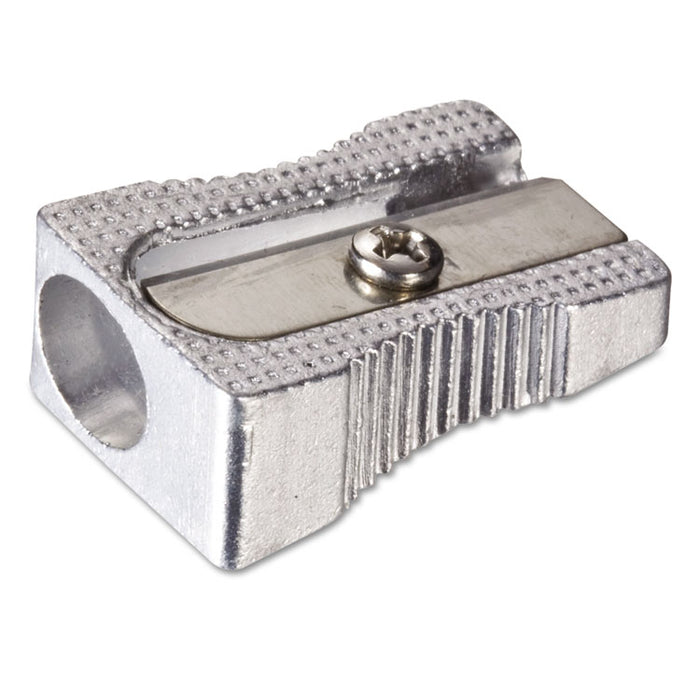 Metal Pencil Sharpener, 0.63" x 1" x 0.38", Metallic Silver, 4/Pack
