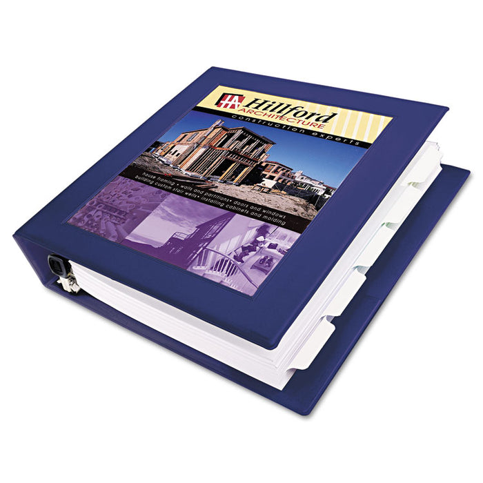 Framed View Heavy-Duty Binders, 3 Rings, 2" Capacity, 11 x 8.5, Navy Blue