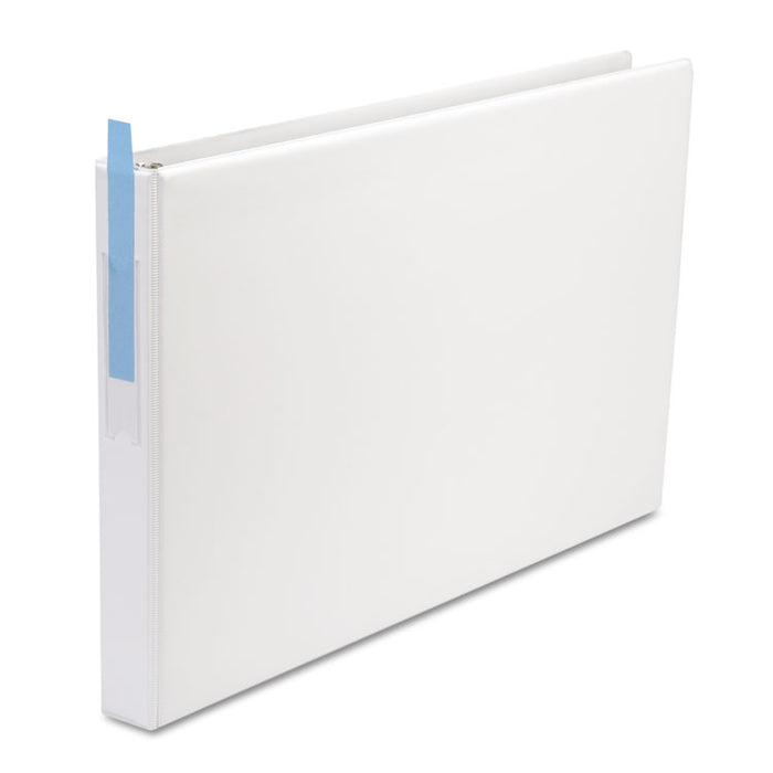 Ledger-Size Round Ring Binder with Label Holder, 3 Rings, 1" Capacity, 11 x 17, White