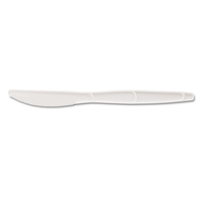 Plastic Cutlery, Mediumweight Knives, White, 1,000/Carton