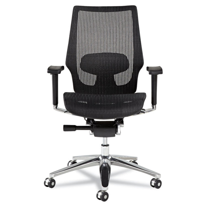 Alera K8 Series Ergonomic Multifunction Mesh Chair, Supports up to 275 lbs., Black Seat/Black Back, Aluminum Base