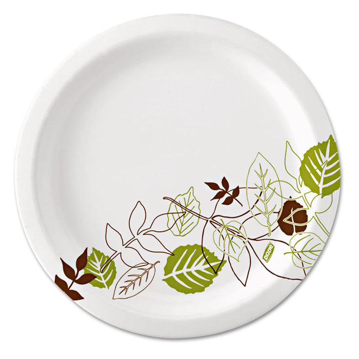 Pathways Soak-Proof Shield Mediumweight Paper Plates, WiseSize, 8.5" dia, Green/Burgundy, 125/Pack, 4 Packs/Carton