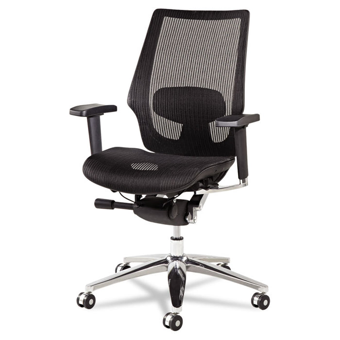 Alera K8 Series Ergonomic Multifunction Mesh Chair, Supports up to 275 lbs., Black Seat/Black Back, Aluminum Base