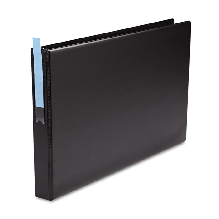 Ledger-Size Round Ring Binder with Label Holder, 3 Rings, 1" Capacity, 11 x 17, Black