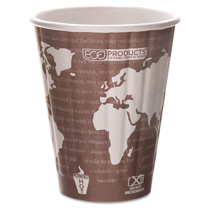 World Art Renewable and Compostable Insulated Hot Cups, PLA, 8 oz, 40/Pack, 20 Packs/Carton