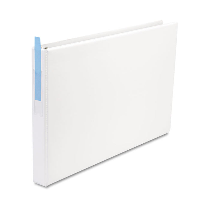 Ledger-Size Round Ring Binder with Label Holder, 3 Rings, 1" Capacity, 11 x 17, White