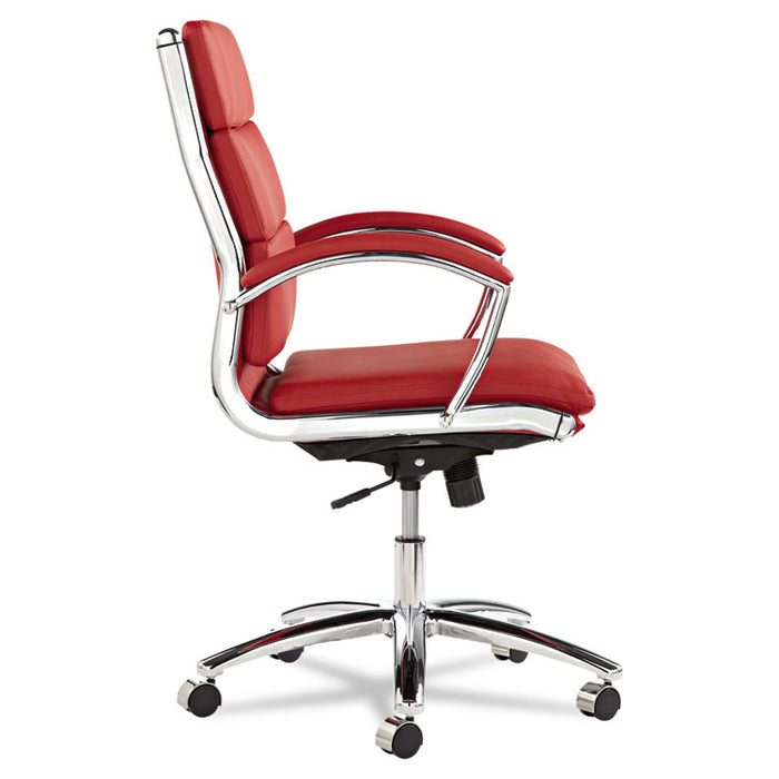 Alera Neratoli Mid-Back Slim Profile Chair, Supports up to 275 lbs., Red Seat/Red Back, Chrome Base