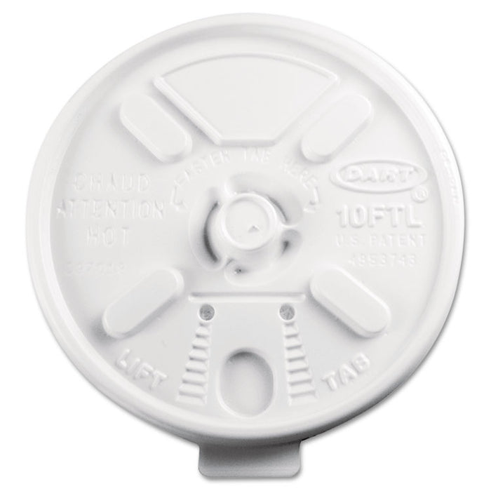 Lift N' Lock Plastic Hot Cup Lids, Fits 10oz Cups, White, 1000/Carton