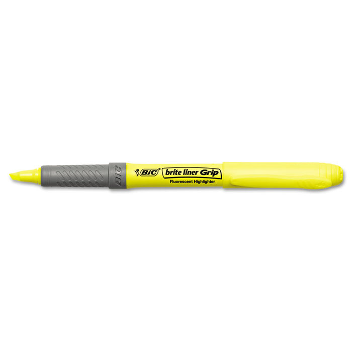 Brite Liner Grip Pocket Highlighter , Chisel Tip, Fluorescent Yellow, Dozen