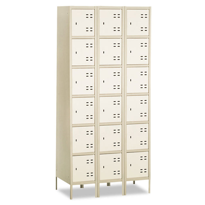 Three-Column Box Locker, 36w x 18d x 78h, Two-Tone Tan