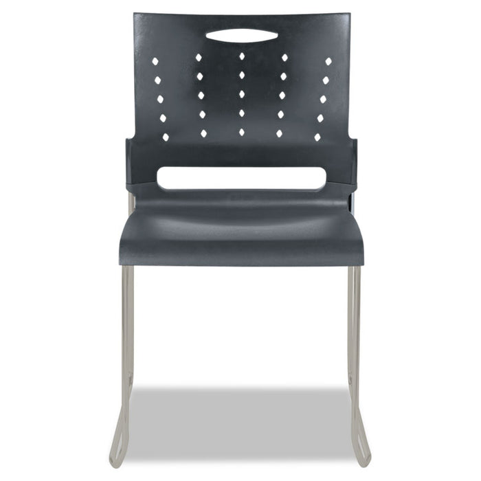 Alera Continental Series Plastic Perforated Back Stack Chair, Supports Up to 275 lb, Charcoal Seat/Back, Gunmetal Base, 4/CT