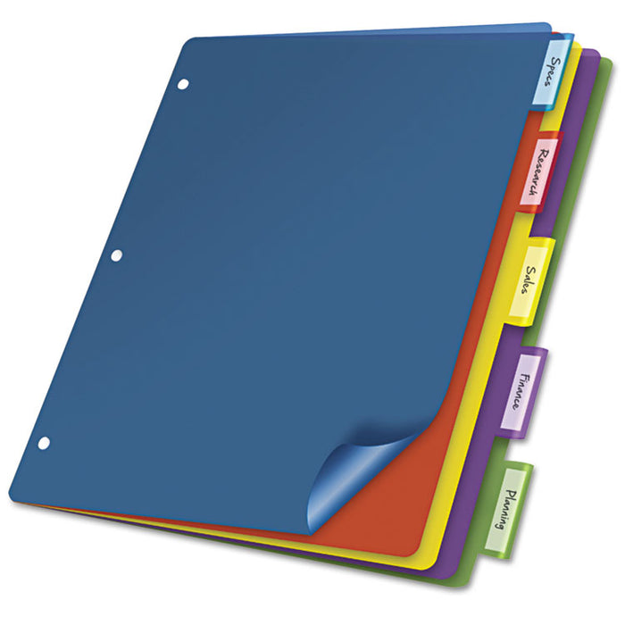 Poly Index Dividers, 5-Tab, 11 x 8.5, Assorted, 4 Sets
