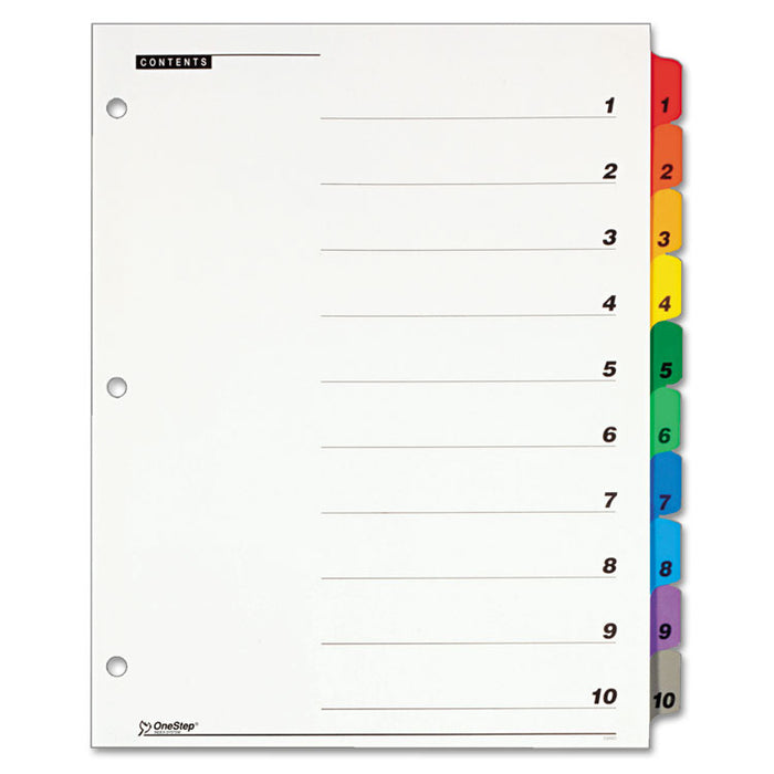 OneStep Printable Table of Contents and Dividers, 10-Tab, 1 to 10, 11 x 8.5, White, 1 Set