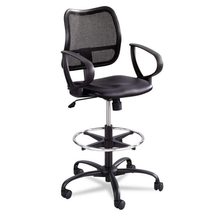 Vue Series Mesh Extended-Height Chair, Supports Up to 250 lb, 23" to 33" Seat Height, Black Vinyl Seat, Black Base