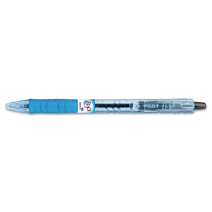B2P Bottle-2-Pen Recycled Ballpoint Pen, Retractable, Medium 1 mm, Black Ink, Translucent Blue Barrel, Dozen