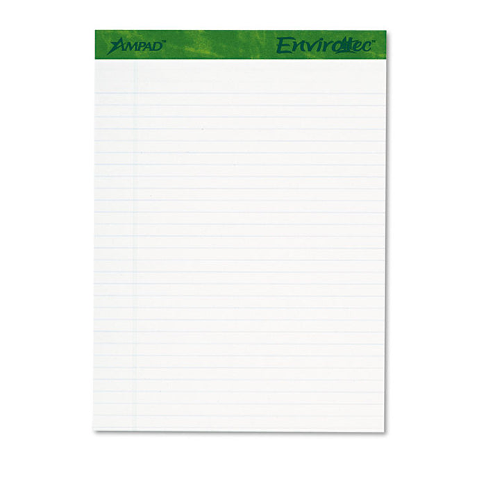 Earthwise by Ampad Recycled Writing Pad, Wide/Legal Rule, Politex Sand Headband, 40 White 8.5 x 11.75 Sheets, 4/Pack