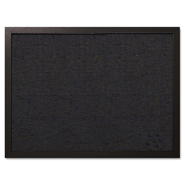 Designer Fabric Bulletin Board, 24 x 18, Black Fabric/Black Frame