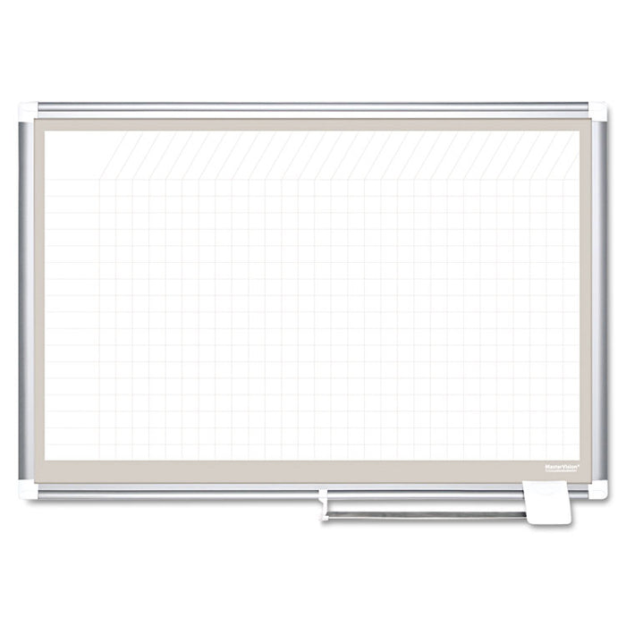 All Purpose Porcelain Dry Erase Planning Board, 1 x 1 Grid, 36 x 24, Aluminum