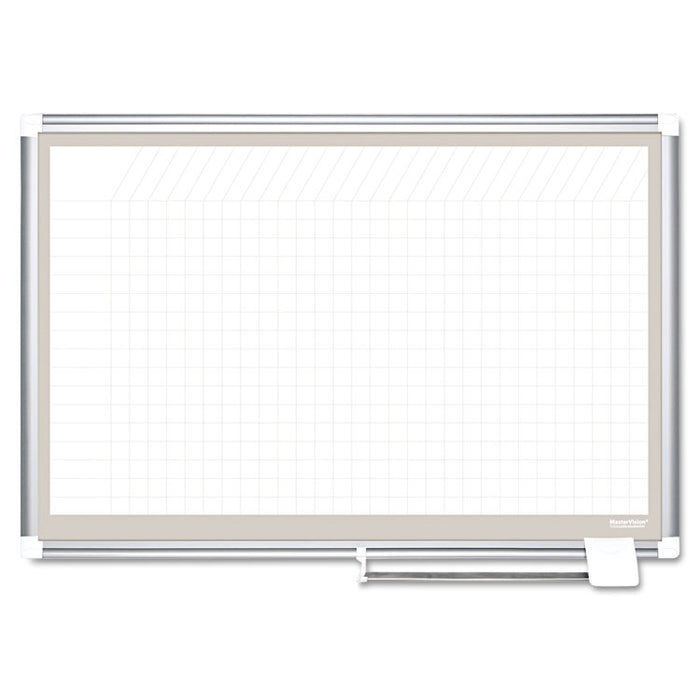 All Purpose Porcelain Dry Erase Planning Board, 1 x 1 Grid, 36 x 24, Aluminum
