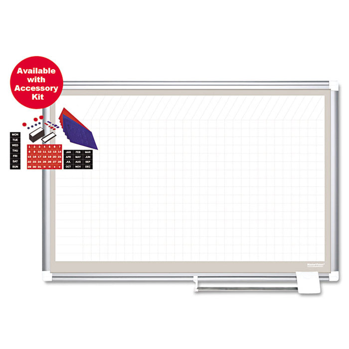 All Purpose Magnetic Planning Board, 1 sq/in Grid, 36 x 24, Aluminum Frame