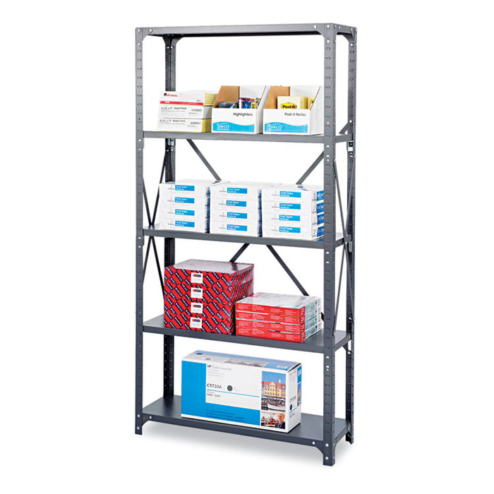 Commercial Steel Shelving Unit, Six-Shelf, 36w x 24d x 75h, Dark Gray