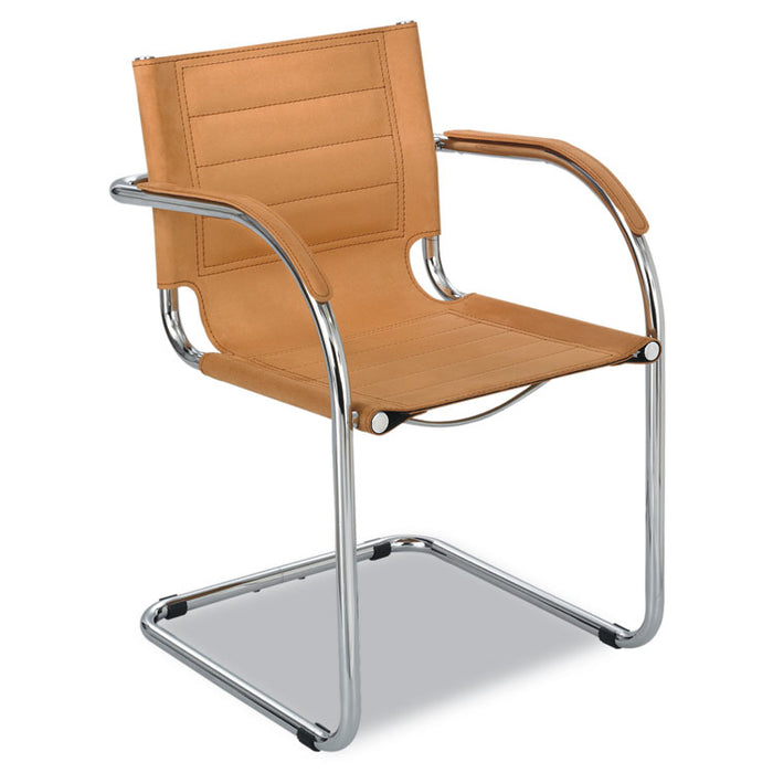 Flaunt Series Guest Chair, 21.5" x 23" x 31.75", Camel Seat/Back, Chrome Base