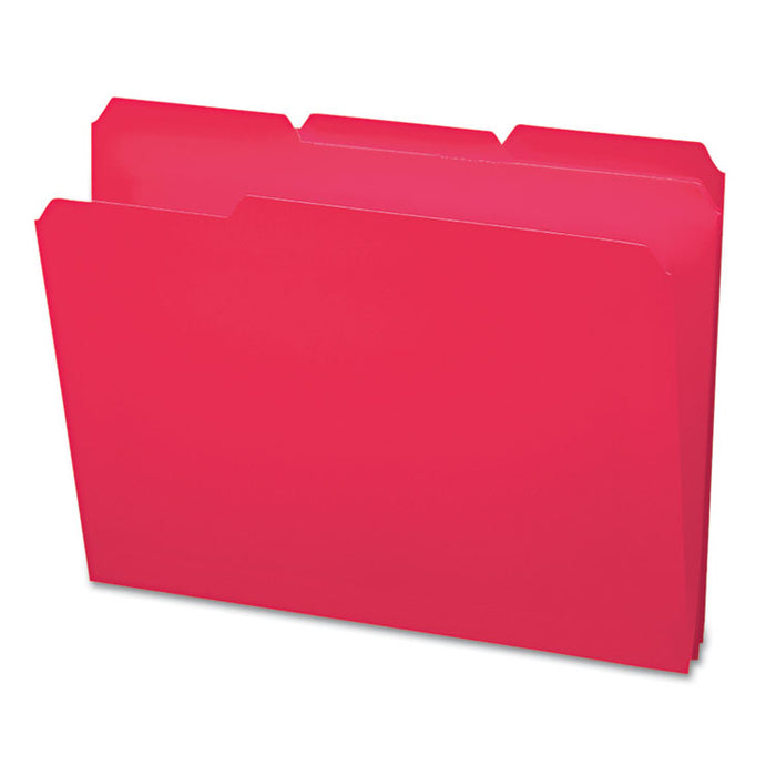 Top Tab Poly Colored File Folders, 1/3-Cut Tabs: Assorted, Letter Size, 0.75" Expansion, Red, 24/Box