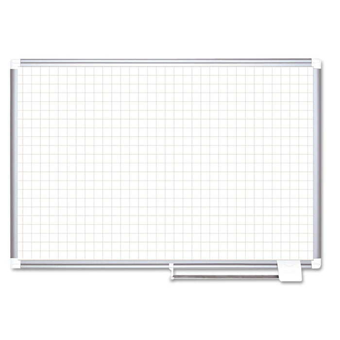 Grid Planning Board, 1" Grid, 72 x 48, White/Silver