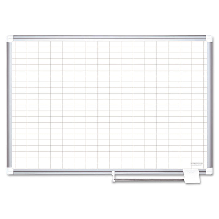 Gridded Magnetic Porcelain Planning Board, 1 x 2 Grid, 36 x 24, Aluminum Frame