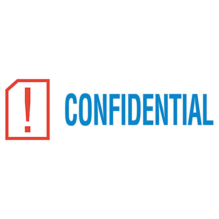 Pre-Inked Shutter Stamp, Red/Blue, CONFIDENTIAL, 1 5/8 x 1/2