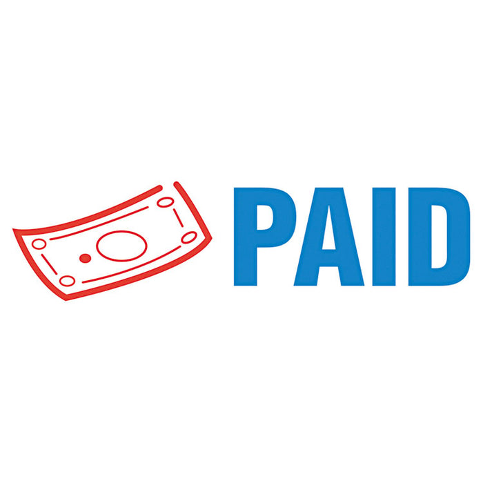 Pre-Inked Shutter Stamp with Microban, Red/Blue, PAID, 1 5/8 x 1/2