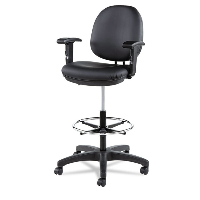 Alera Interval Series Swivel Task Stool, Supports Up to 275 lb, 23.93" to 34.53" Seat Height, Black Faux Leather