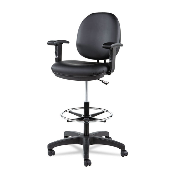 Alera Interval Series Swivel Task Stool, Supports Up to 275 lb, 23.93" to 34.53" Seat Height, Black Faux Leather