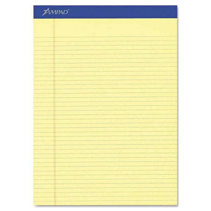 Perforated Writing Pads, Narrow Rule, 50 Canary-Yellow 8.5 x 11.75 Sheets, Dozen