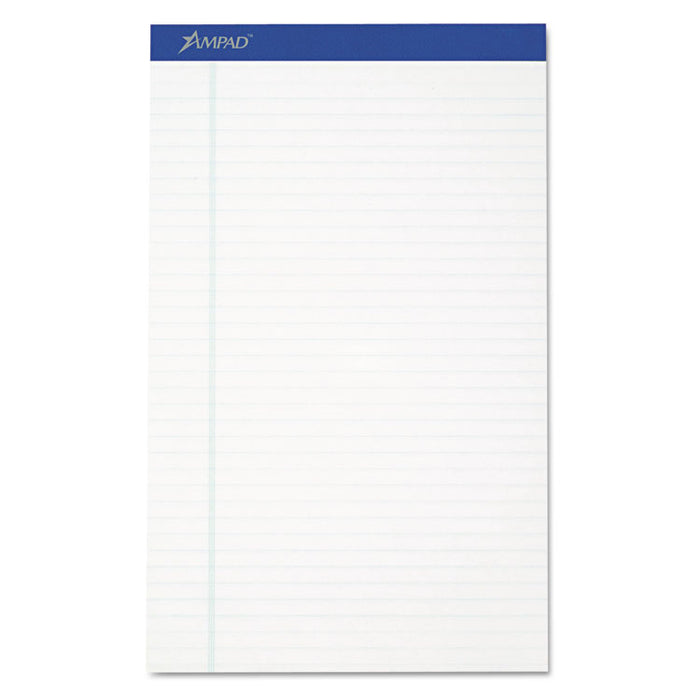 Recycled Writing Pads, Wide/Legal Rule, 8.5 x 14, White, 50 Sheets, Dozen