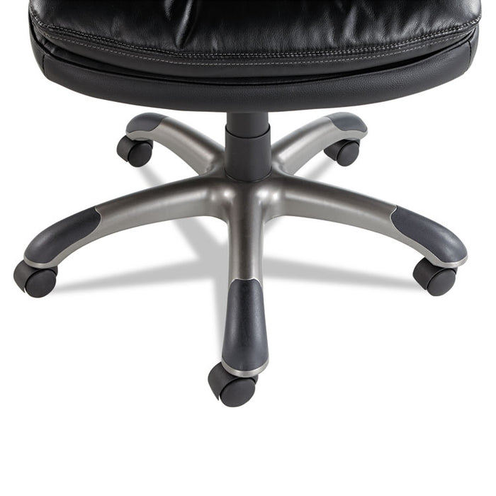 Executive Swivel/Tilt Leather High-Back Chair, Supports up to 250 lbs., Black Seat/Black Back, Black Base