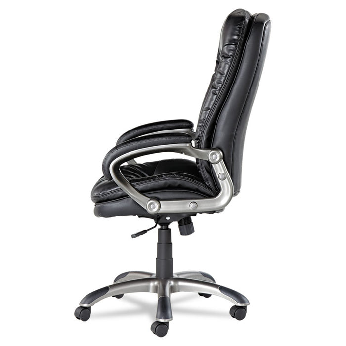 Executive Swivel/Tilt Leather High-Back Chair, Supports up to 250 lbs., Black Seat/Black Back, Black Base