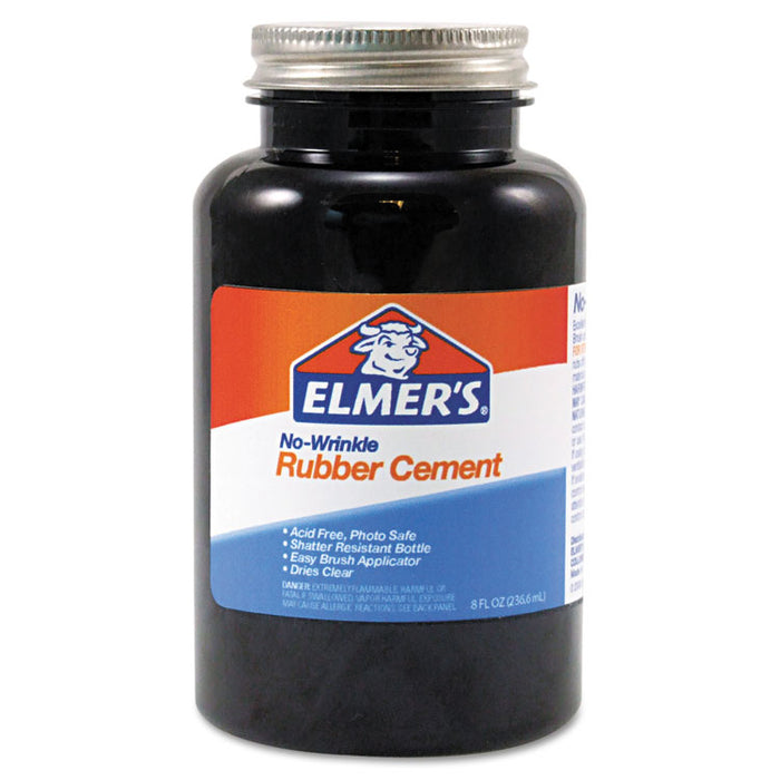 Rubber Cement with Brush Applicator, 8 oz, Dries Clear