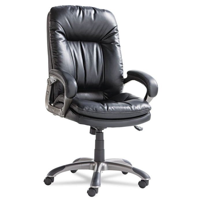 Executive Swivel/Tilt Leather High-Back Chair, Supports up to 250 lbs., Black Seat/Black Back, Black Base