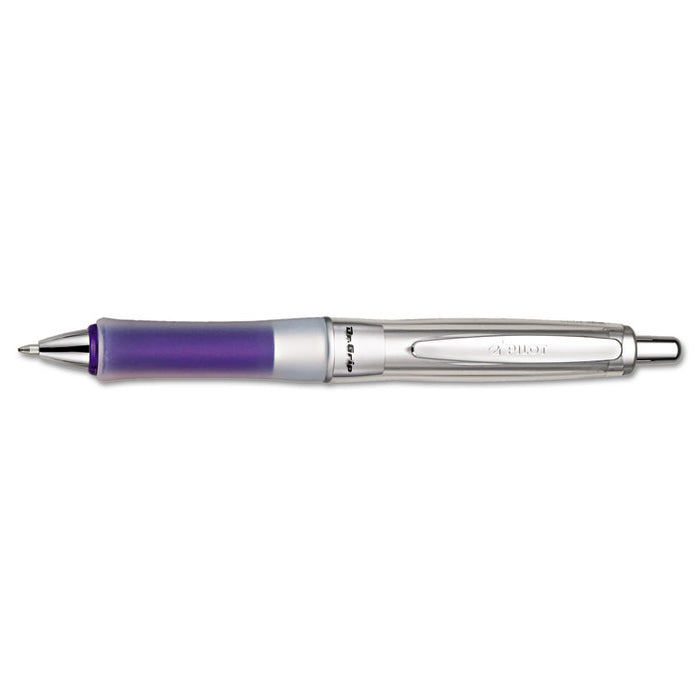 Dr. Grip Center of Gravity Retractable Ballpoint Pen, 1mm, Black Ink, Silver/Navy Barrel