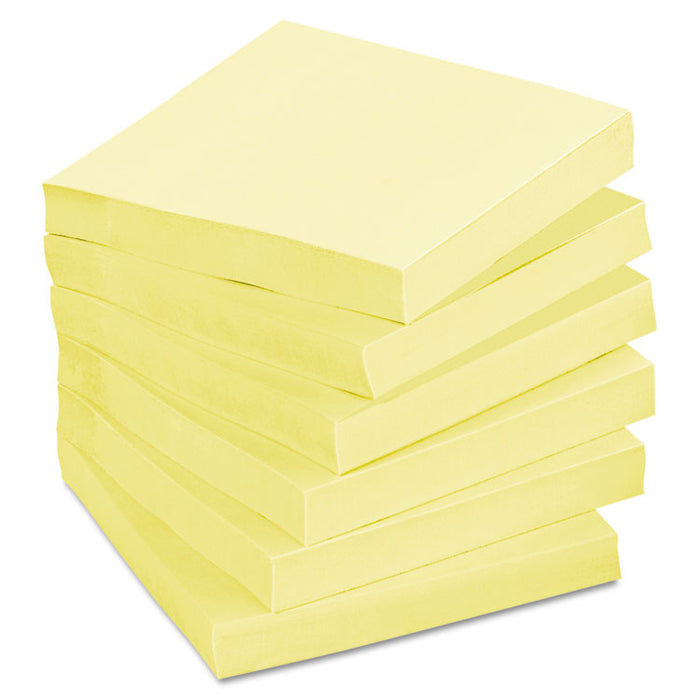 Recycled Note Pads, 3 x 3, Canary Yellow, 100-Sheet, 24/Pack