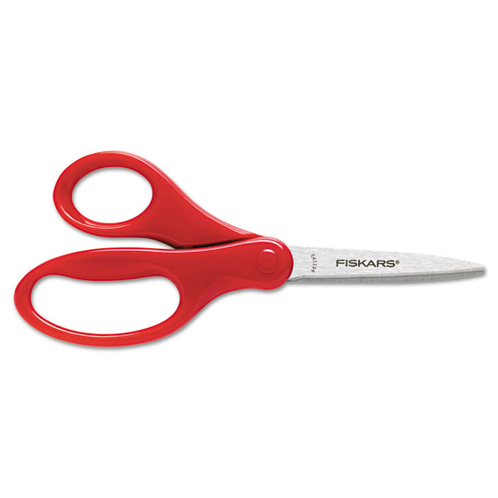 Kids/Student Scissors, Pointed Tip, 7" Long, 2.75" Cut Length, Assorted Straight Handles