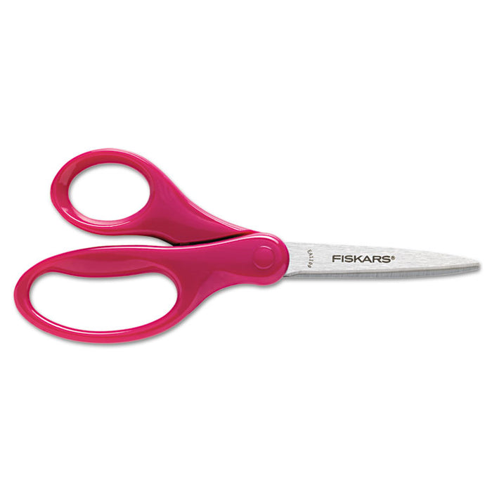 Kids/Student Scissors, Pointed Tip, 7" Long, 2.75" Cut Length, Assorted Straight Handles