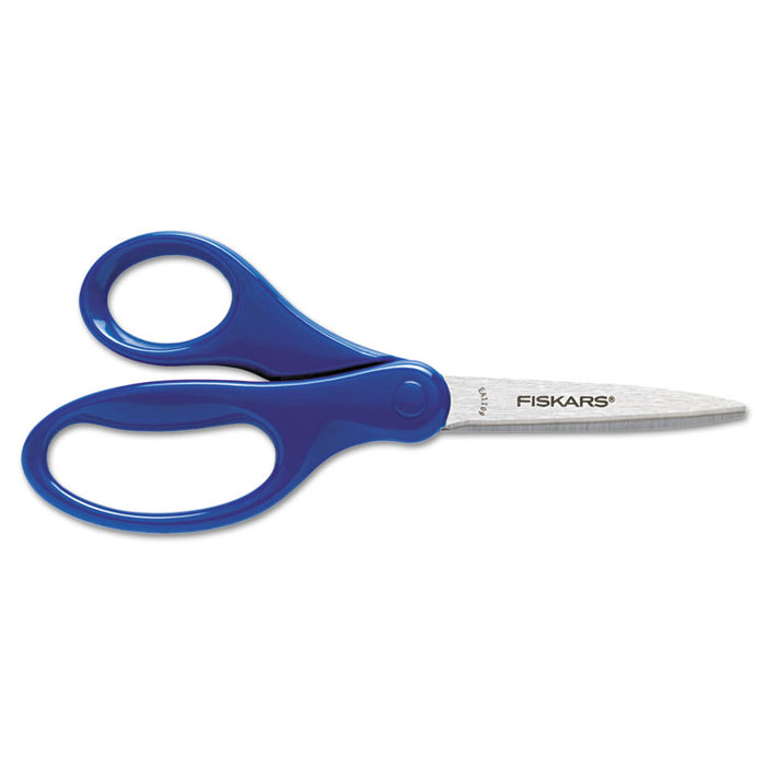 Kids/Student Scissors, Pointed Tip, 7" Long, 2.75" Cut Length, Assorted Straight Handles