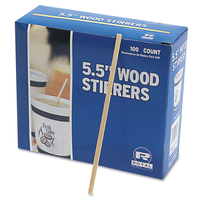 Wood Coffee Stirrers, 5 1/2" Long, Woodgrain, 10000 Stirrers/Carton