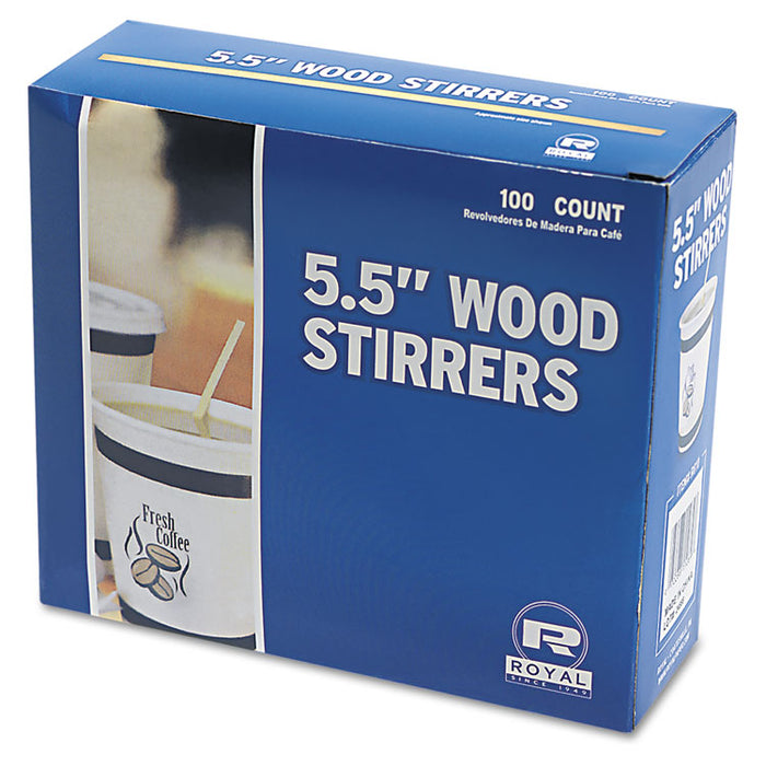 Wood Coffee Stirrers, 5 1/2" Long, Woodgrain, 10000 Stirrers/Carton